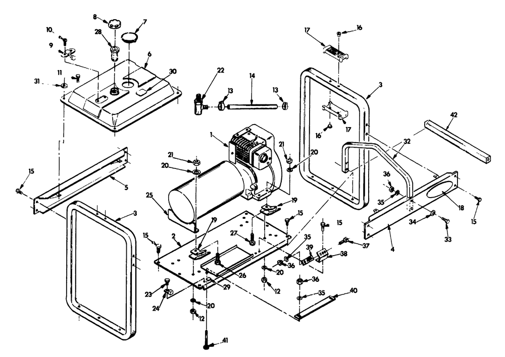 Mounting Base Diagram and Parts List for 8923-0-4W112  Briggs and Stratton Generator